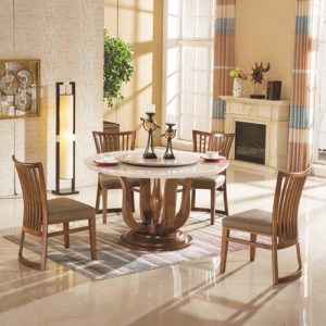 solid wood marble top dining table set