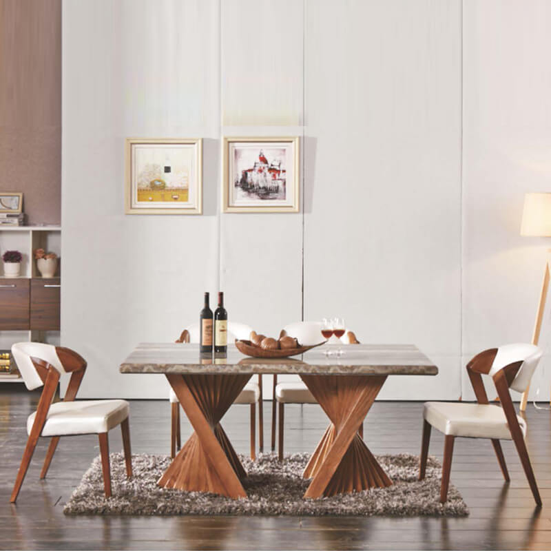 solid wood dining table set twisted leg