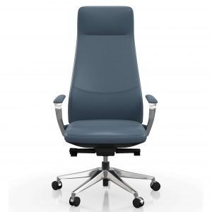 FOH-C1008b - Blue Office Swivel Chair High Narrow Back