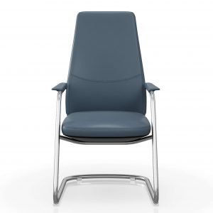 FOH-C1008b – U Sled Base High Back Blue Office Arm Chair