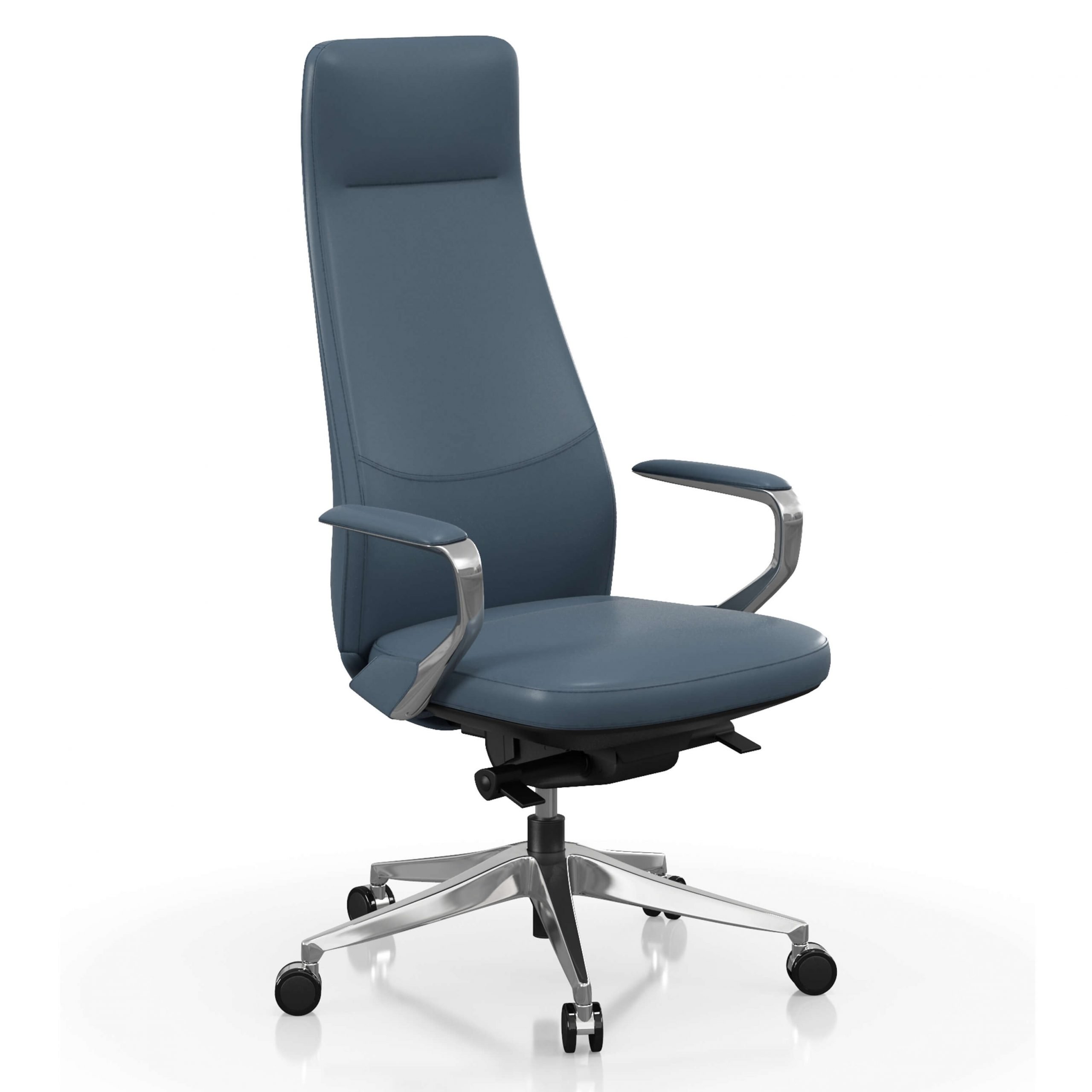 FOH-C1008b - Blue Office Swivel Chair High Narrow Back
