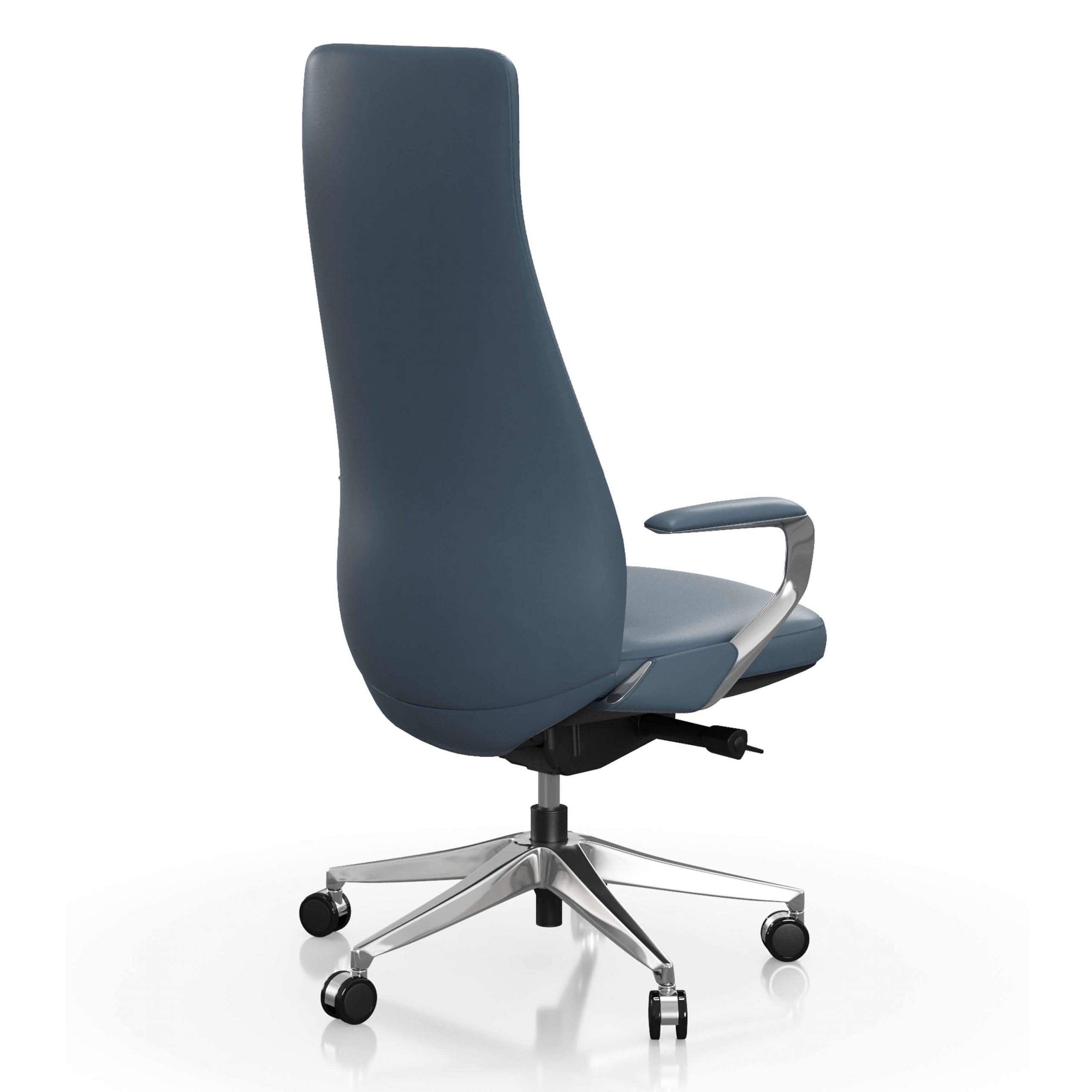 FOH-C1008b - Blue Office Swivel Chair High Narrow Back