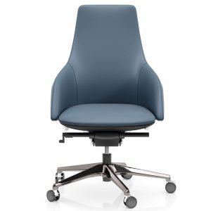 FOH-C10016b2 – Blue Office Swivel Chair Medium High Adjustable Backrest