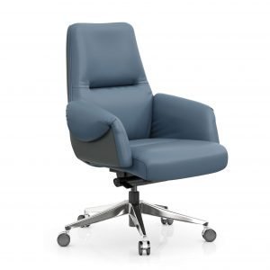 FOH-C1017b1 – Blue Office Swivel Chair Curled Armrest