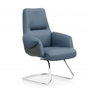 FOH-C1017b2 – Blue Office U Base Chair Curled Armrest