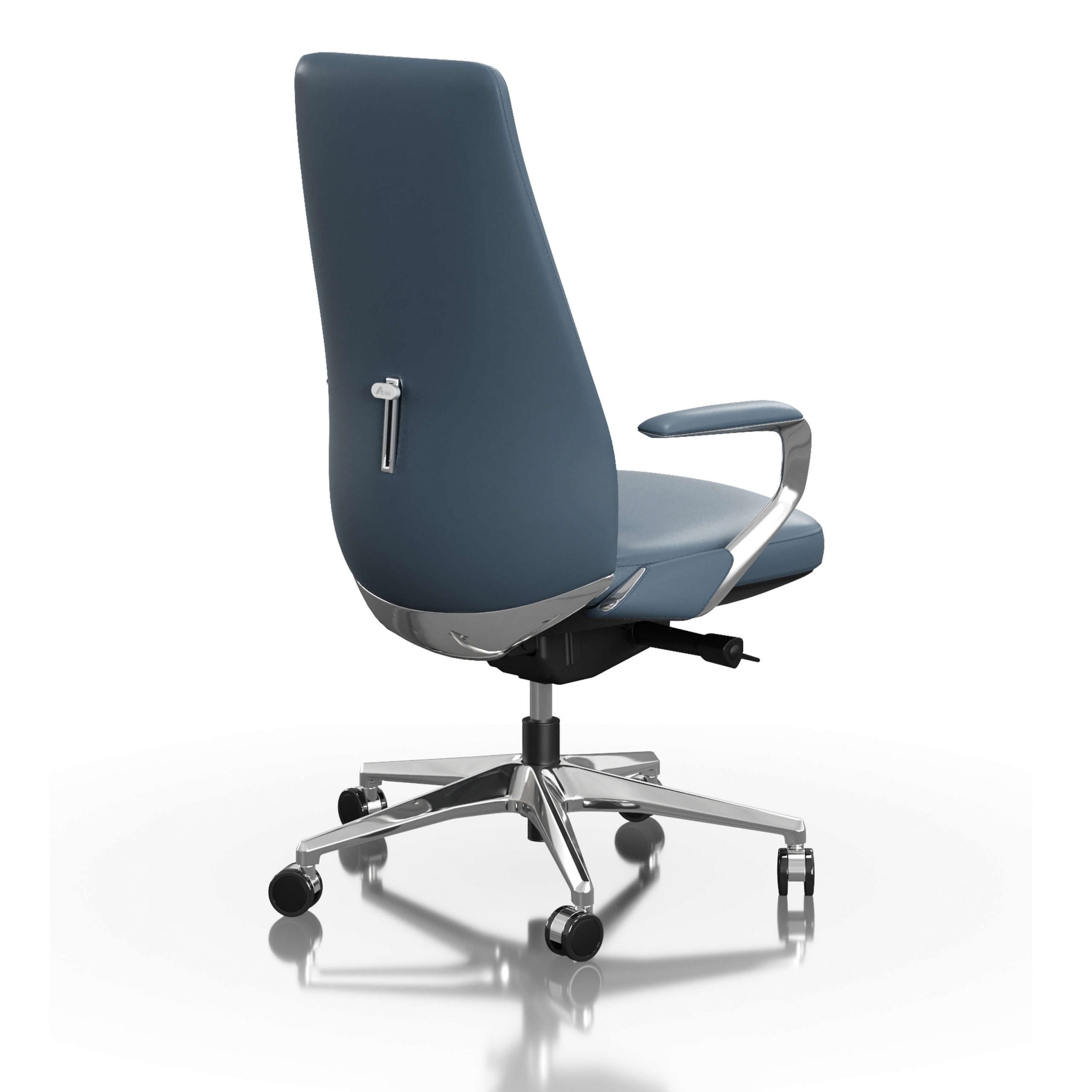 FOH-C1018b2 - Blue Office Swivel Chair Loop Armrest Medium Backrest