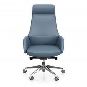 FOH-C107 – Blue Office Swivel Chair High Tapering Back