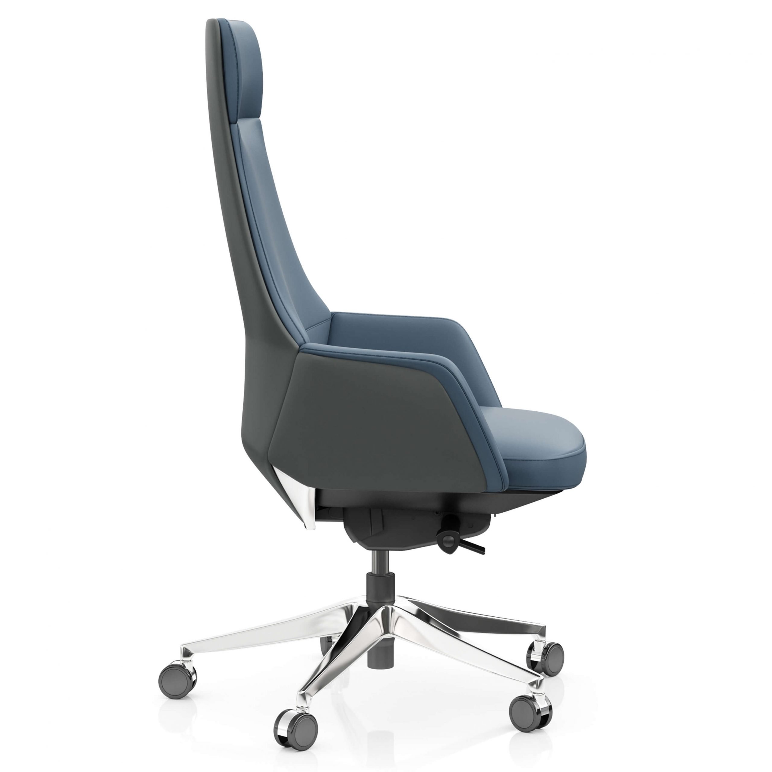 FOH-C107 – Blue Office Swivel Chair High Tapering Back