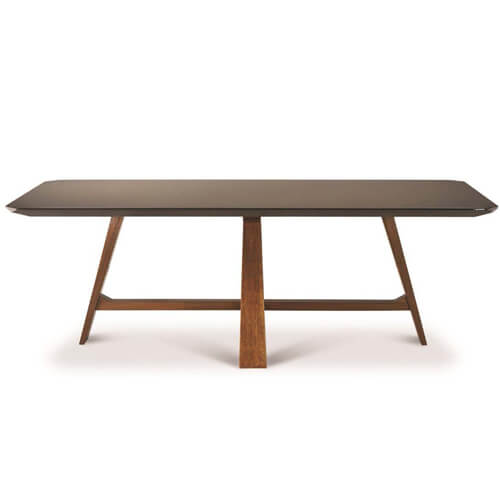 angled leg smoked glass top dining table