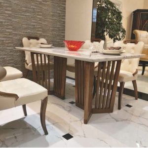 FOH-XY026 – Double Striped Tribase Table Dining Set