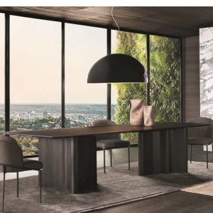 dual curved legged licorice finish dining table