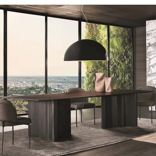 dual curved legged licorice finish dining table