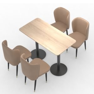 FH-CAMS240413 Customized Modern Indoor Design Restaurant Table And Chair Set Chairs With Metal Leg