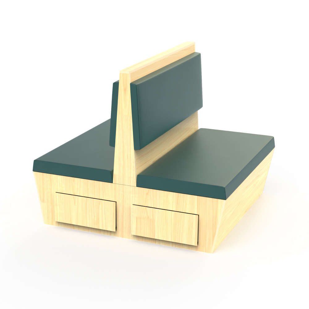 FH-BTWS240505 Custom Solid Wood Rattan Green Sofa Booth Seating Restaurant Coffee Chain Store Table And Chair Combination - Image 9