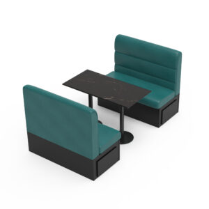 FH-BTWS240503 Customized French Bistro Table And Green Booth Seating Restaurant Furniture For Cafe And Pancakes Shop