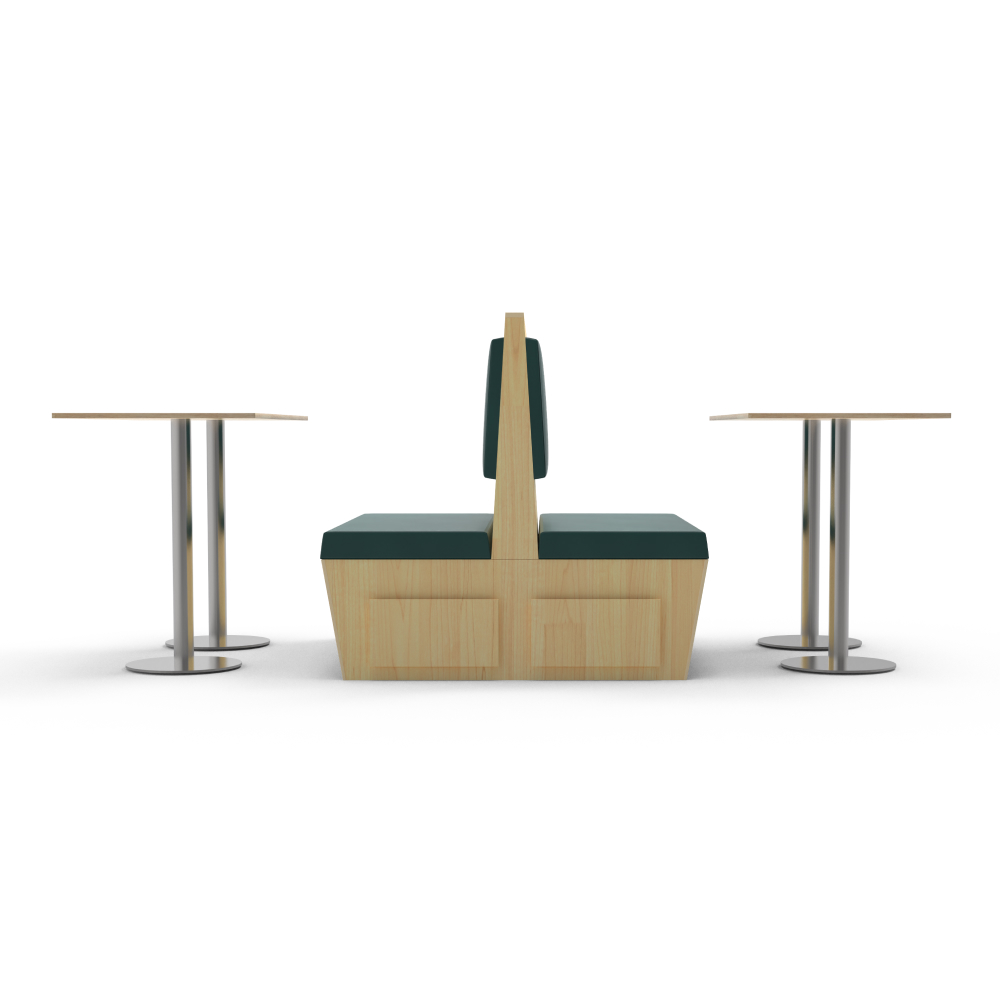 FH-BTWS240505 Custom Solid Wood Rattan Green Sofa Booth Seating Restaurant Coffee Chain Store Table And Chair Combination - Image 4