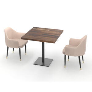 FH-CAMS240503 Customized Luxury Wood And Metal Leather Upholstered Restaurant Furniture Dining Chairs And Table