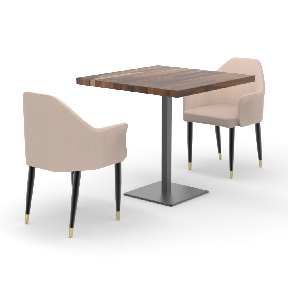 FH-CAMS240503 Customized Luxury Wood And Metal Leather Upholstered Restaurant Furniture Dining Chairs And Table - Image 2