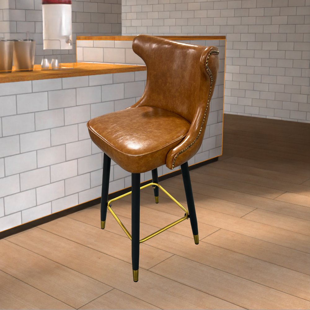 FH-CAM240803 Barstool with leather seat and metal frame bar chair for irish bar - Image 2