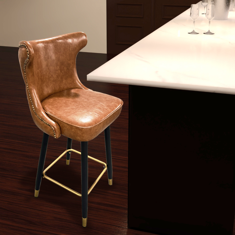 FH-CAM240803 Barstool with leather seat and metal frame bar chair for irish bar - Image 3