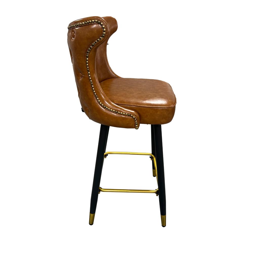 FH-CAM240803 Barstool with leather seat and metal frame bar chair for irish bar - Image 6