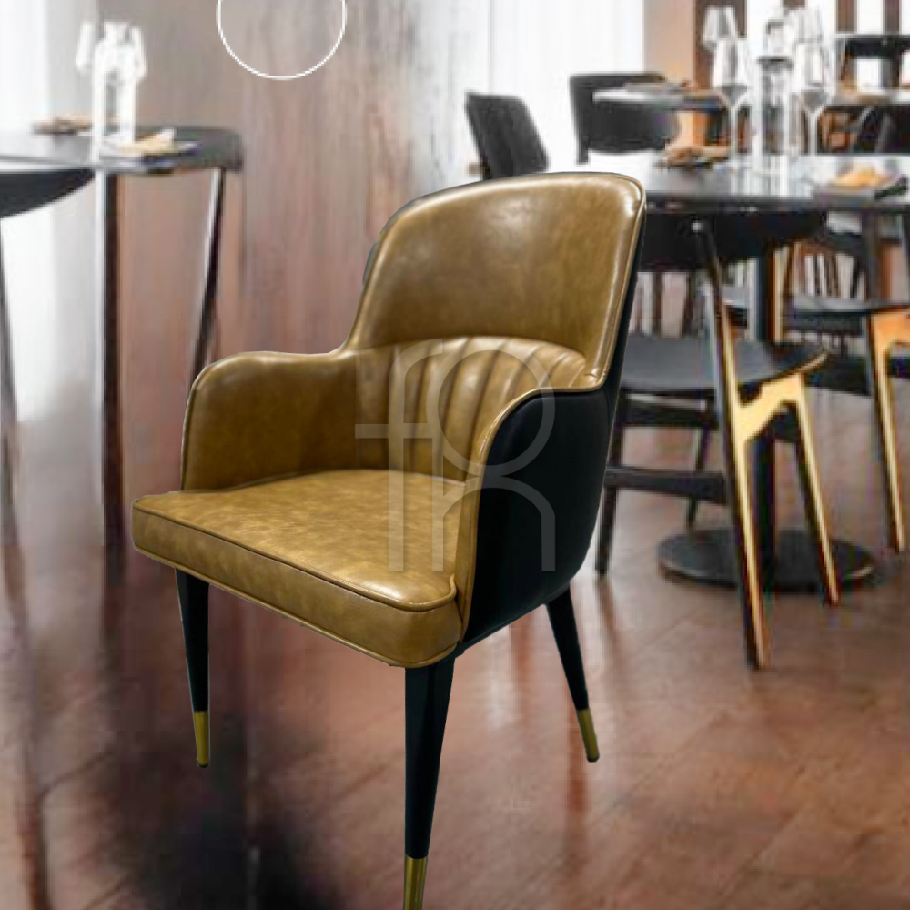 FH-CAM240806 Commercial Grade Leather Restaurant Chair with Metal Legs - Image 5