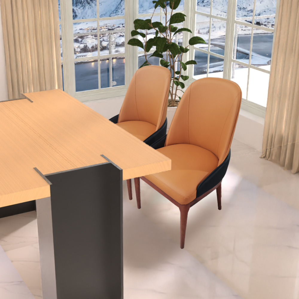 FH-CAW240816 Modern Design Leather Dining Chairs with Wooden frame - Image 3
