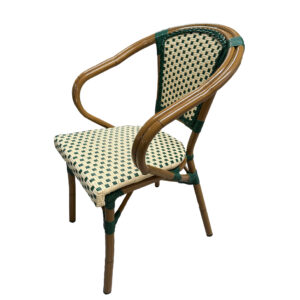 Woven Rattan Dining Chair with Breathable Design, Metal Frame for Restaurant Sets