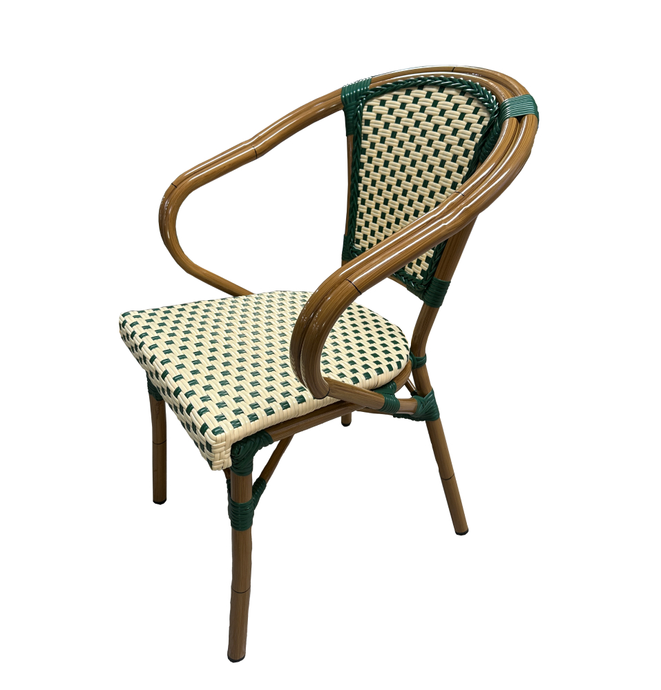 Woven Rattan Dining Chair with Breathable Design, Metal Frame for Restaurant Sets