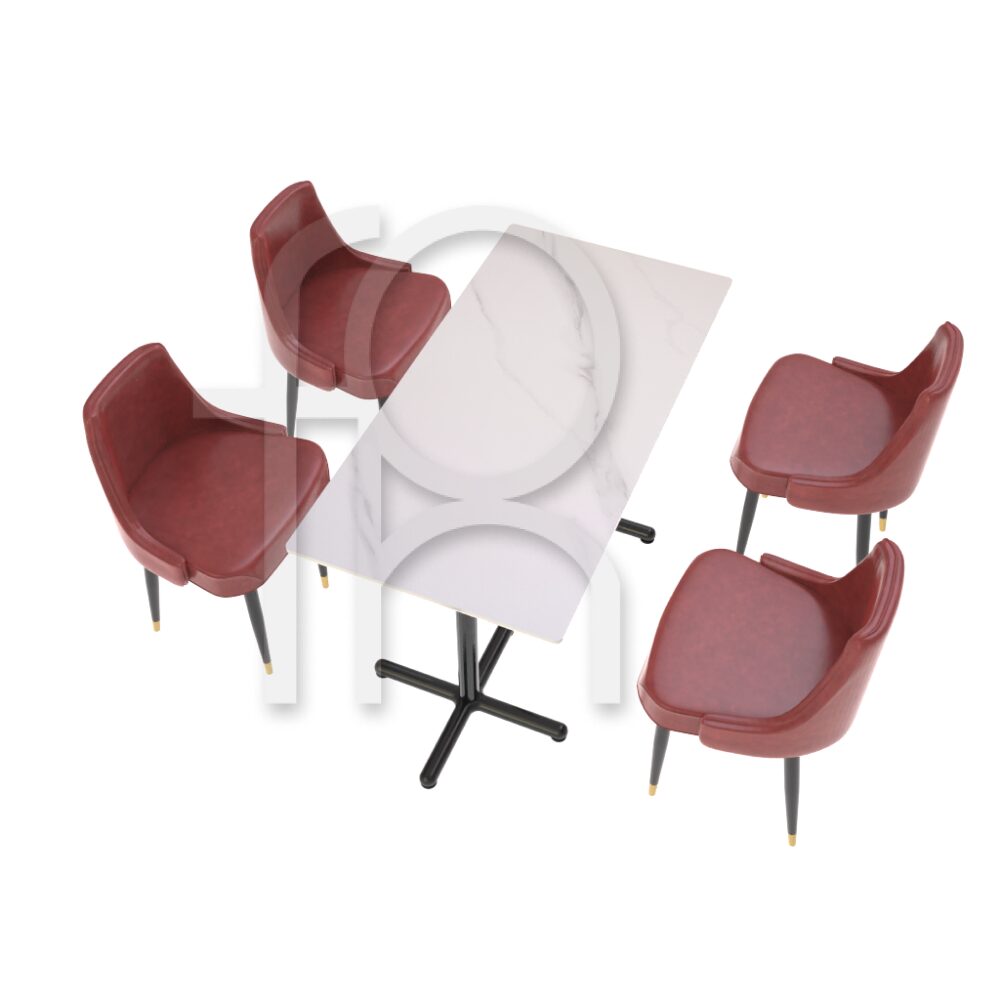 FH-CAM241003 Commercial Leather Dining Chair with Metal Legs - Image 8