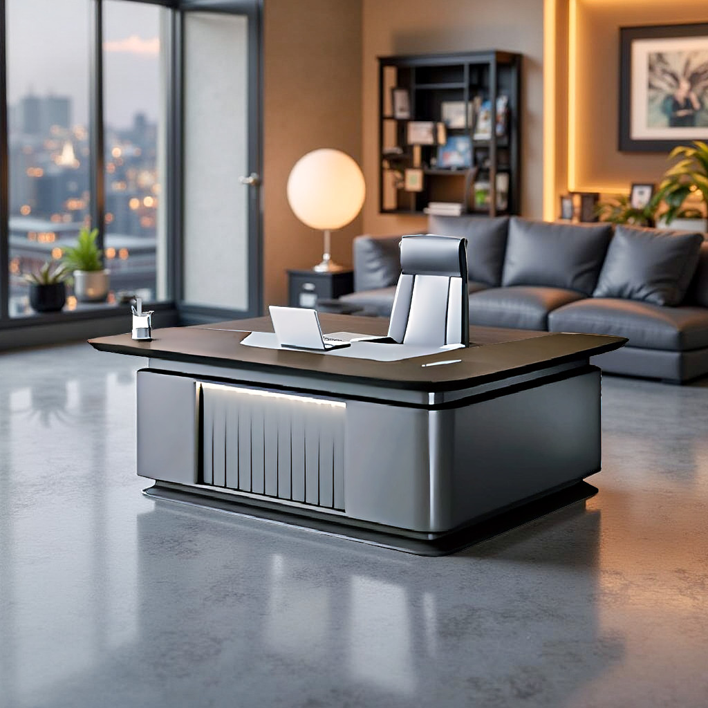 Spacious L-shaped Executive Office Table with Integrated Storage Modern Workspace - Image 5