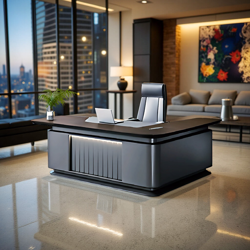 Spacious L-shaped Executive Office Table with Integrated Storage Modern Workspace - Image 4