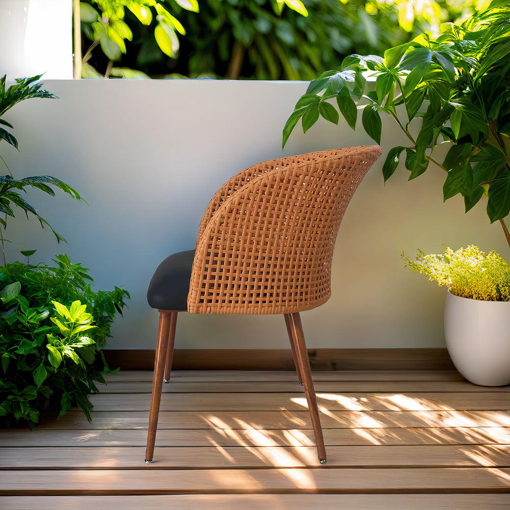 FH-CAM250307 Breathable and comfortable metal rattan chair - Image 3