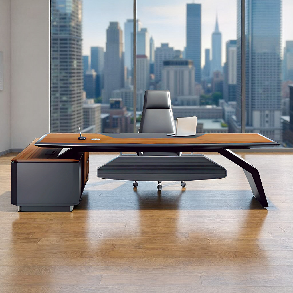 FH-ED-ODL06 Corner Executive Office Desk featuring Ample Storage, Sophisticated Contemporary Computer Desk - Image 3