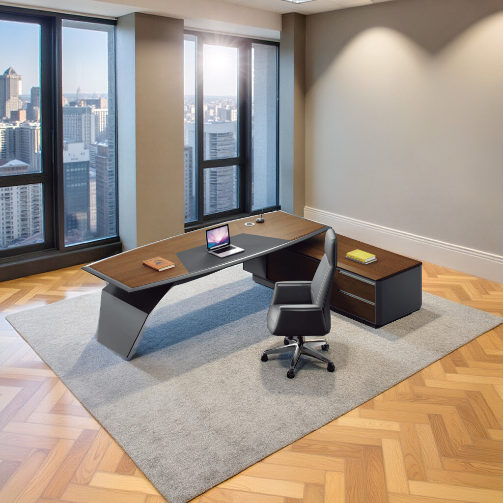 FH-ED-ODL06 Corner Executive Office Desk featuring Ample Storage, Sophisticated Contemporary Computer Desk - Image 4