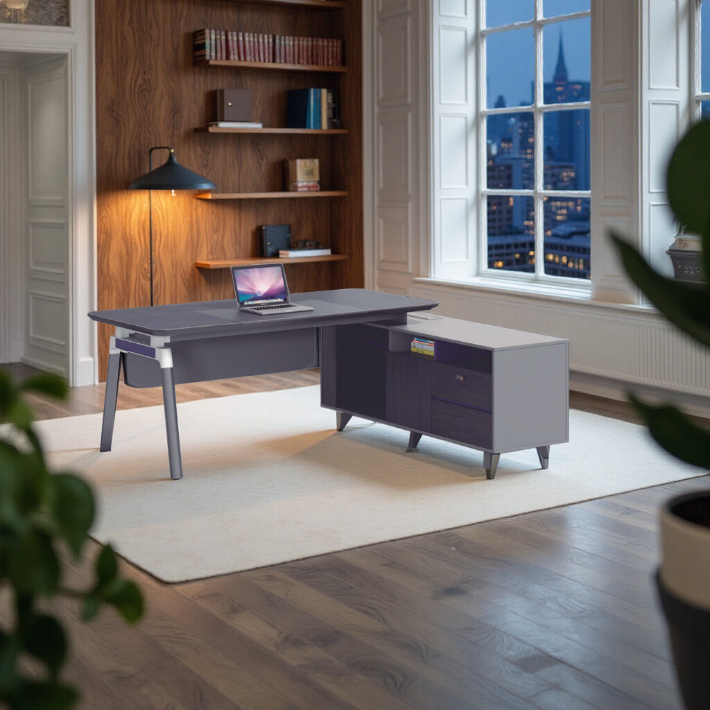 FH-ED-ODL08 Modern Executive L-shaped Office Table with Storage for Enhanced Workspace Efficiency - Image 4