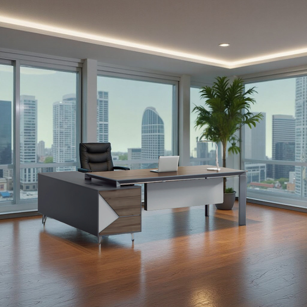 FH-ED-ODL010 Professional L-shaped Executive Office Furniture with Storage Modern Workspace Design - Image 4