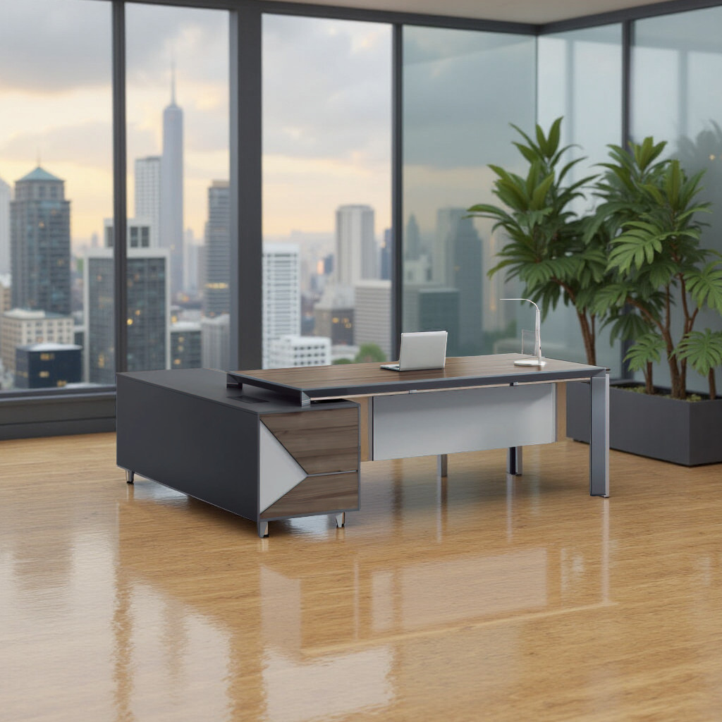 FH-ED-ODL010 Professional L-shaped Executive Office Furniture with Storage Modern Workspace Design - Image 3