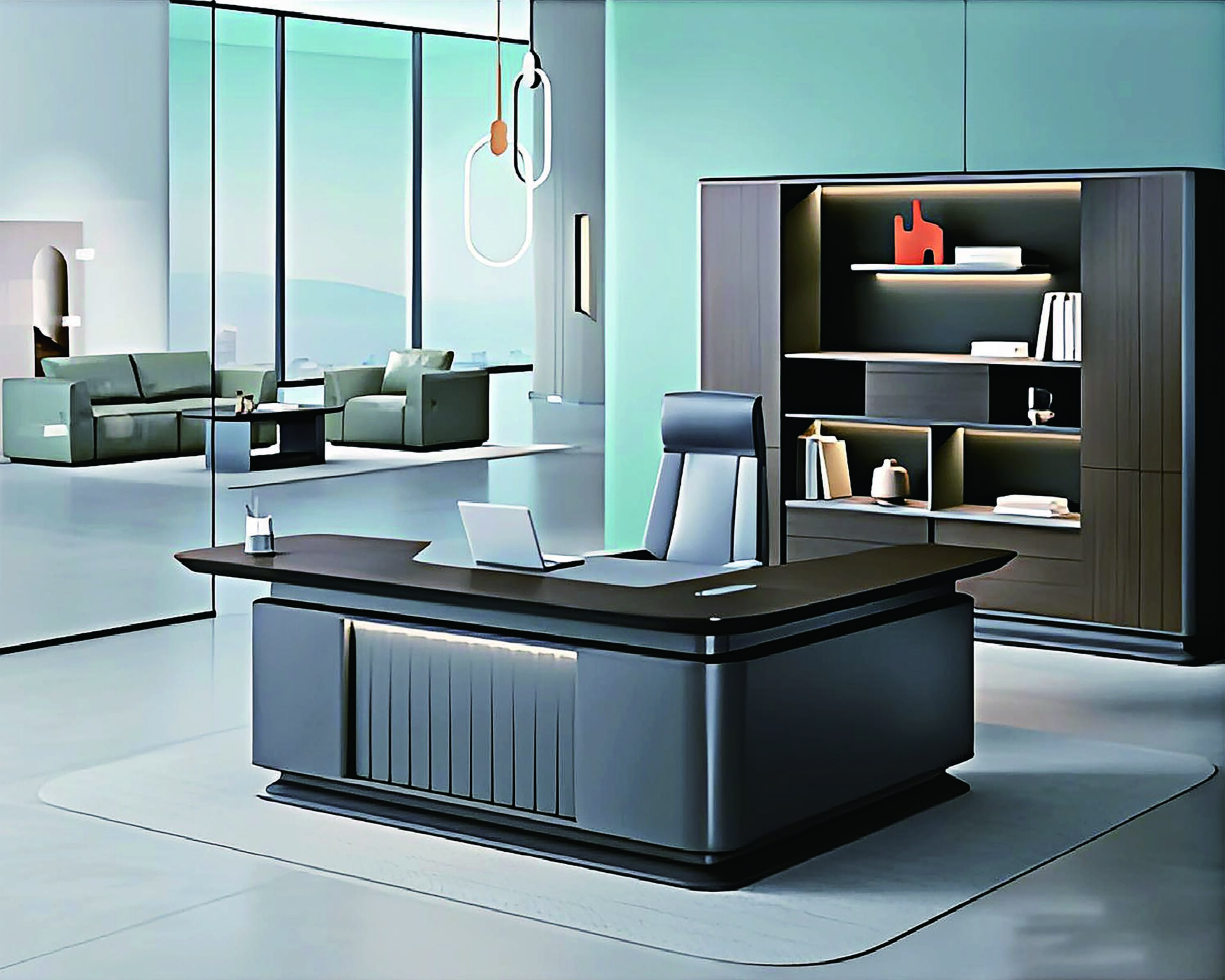 Spacious L-shaped Executive Office Table with Integrated Storage Modern Workspace - Image 2