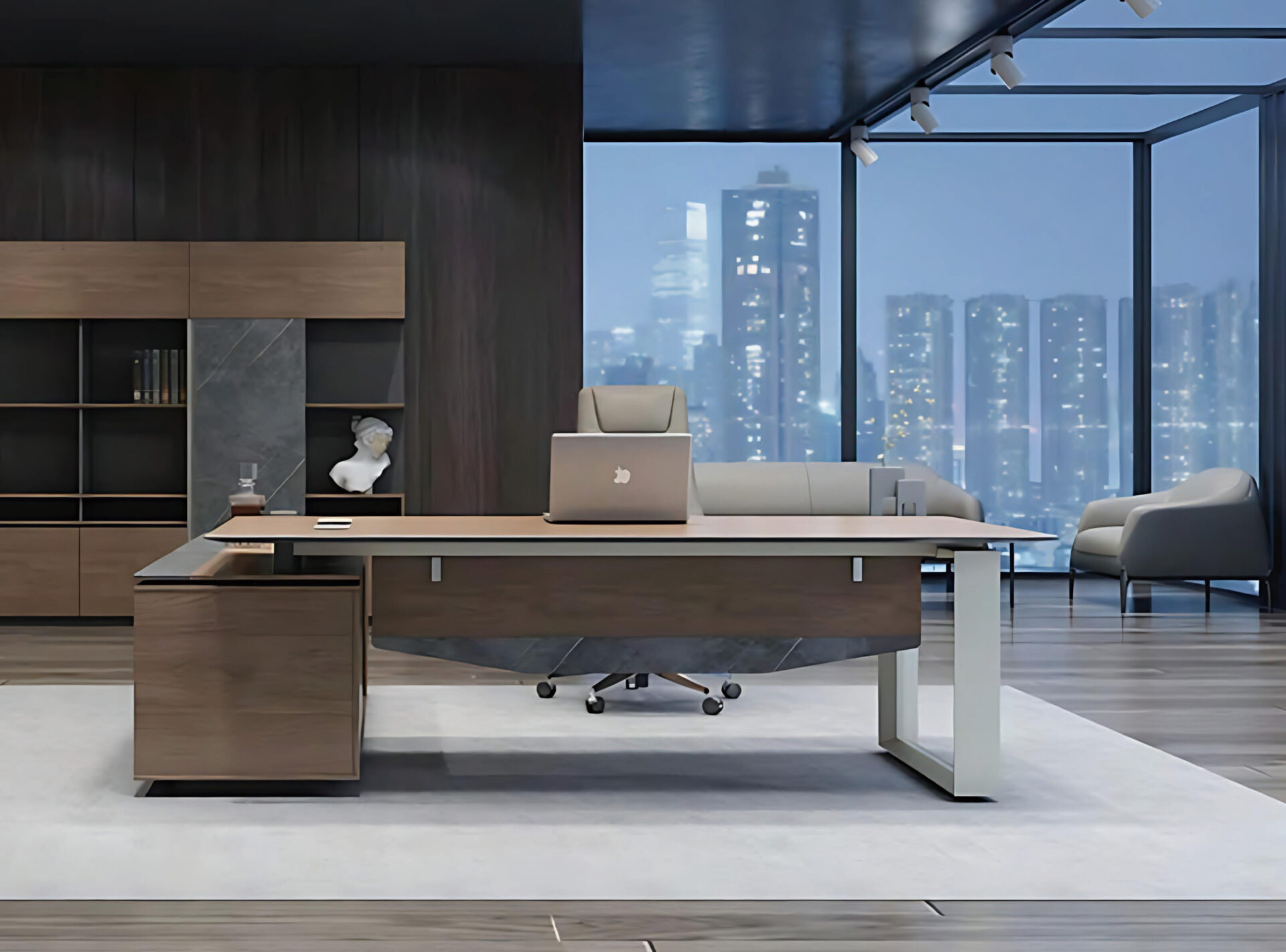 FOH-MJN-ED01 Modern Nordic Style Elegant Wooden Tabletop Metal Leg Office Desk Boss Table - Image 6
