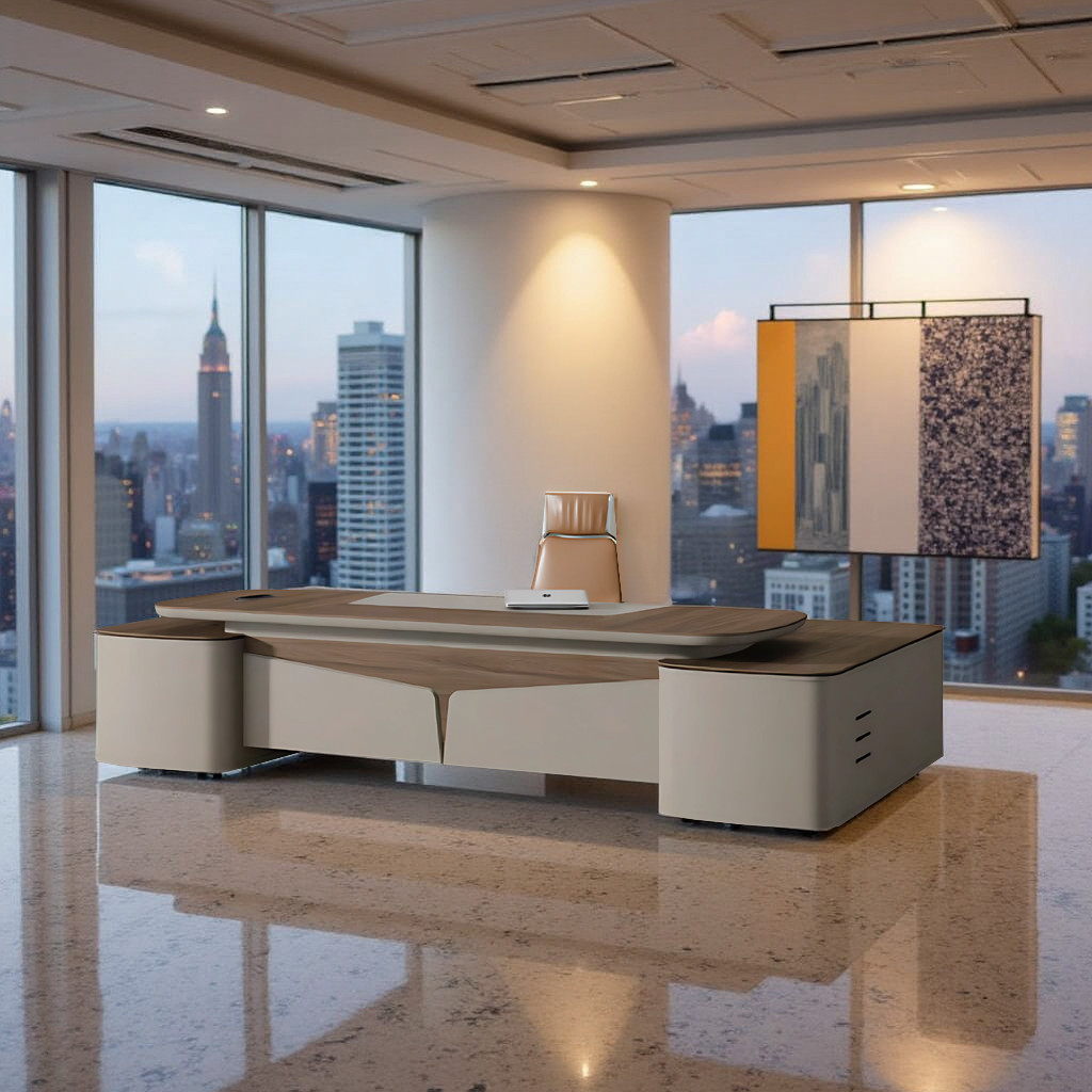 FH-ED-ODL013 Minimalist Executive L-Shaped Desk for Modern Office Efficiency office desk - Image 4
