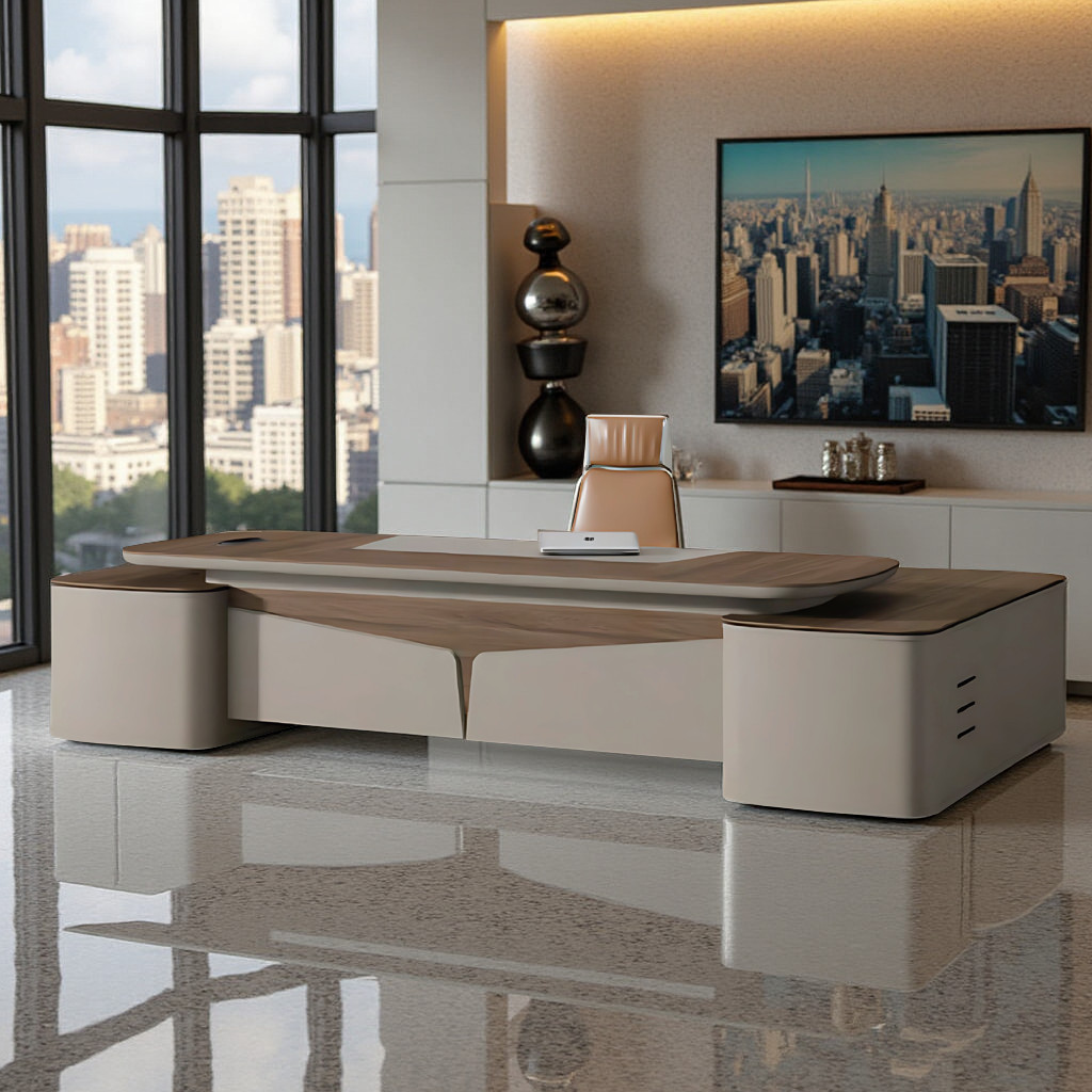 FH-ED-ODL013 Minimalist Executive L-Shaped Desk for Modern Office Efficiency office desk - Image 3