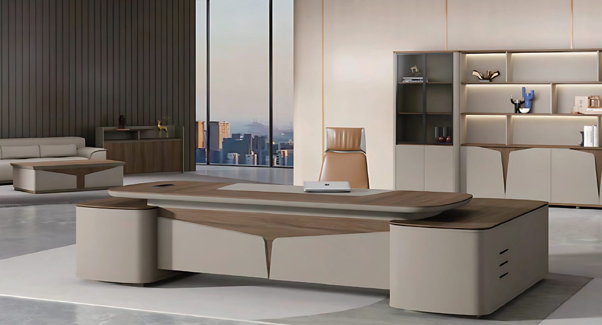 FH-ED-ODL013 Minimalist Executive L-Shaped Desk for Modern Office Efficiency office desk - Image 2