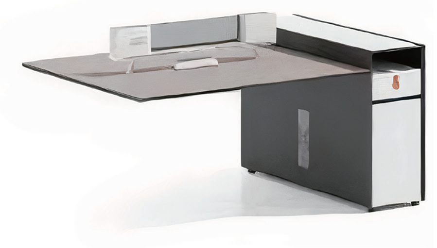 DH-WS-OD05: Modern Minimalist Office Desk with Storage and Screen for Enhanced Workspace Efficiency - Image 3
