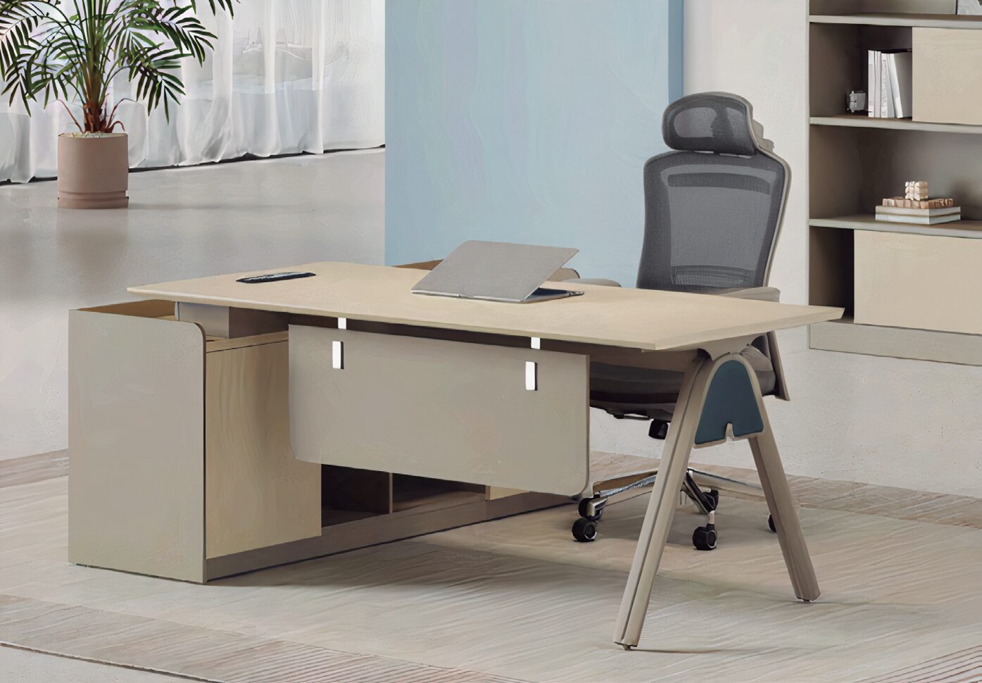 FH-VT-WB2612 Contemporary Executive Office Desk with A-shaped Legs - Modern Elegance for Executive Spaces - Image 5