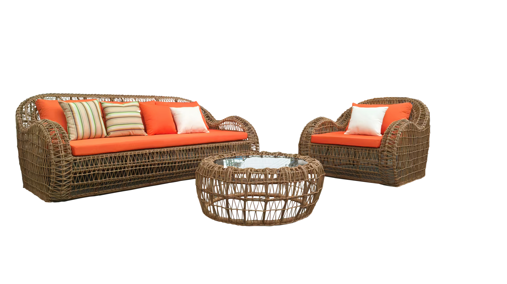 woven sofa and table set