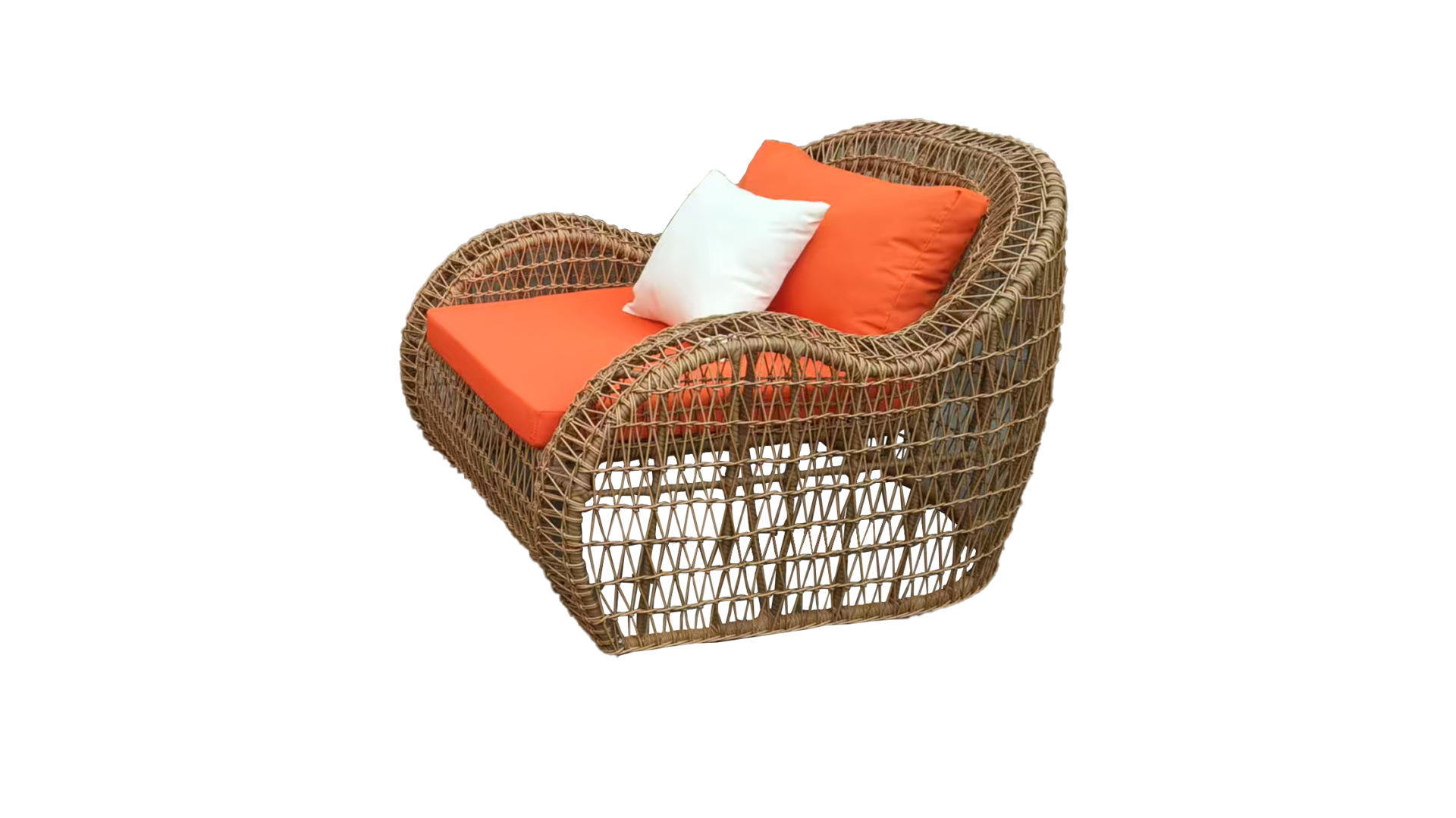 Eco-friendly Designer Style Woven Rattan Sofa and Table Set with Soft Cushions - Image 2