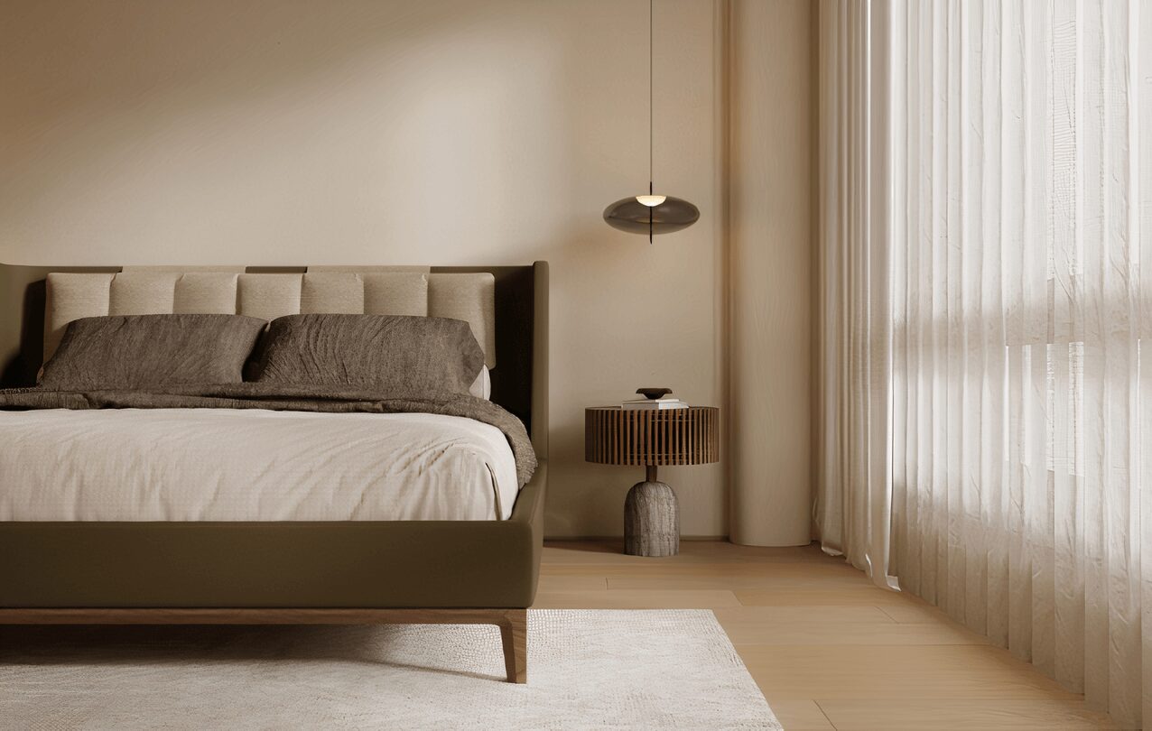 Green Wooden Bed for Villa, Apartment, Airbnb Bedroom - FOH-VABJ25-001 - Image 5