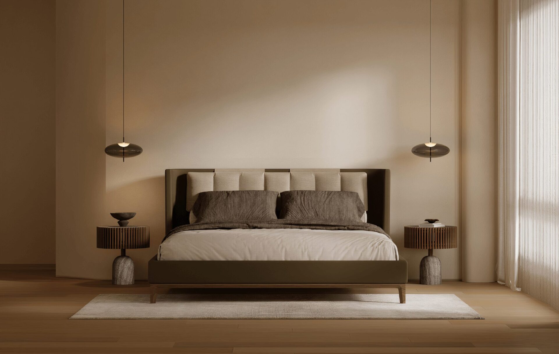 Green Wooden Bed for Villa, Apartment, Airbnb Bedroom - FOH-VABJ25-001 - Image 4