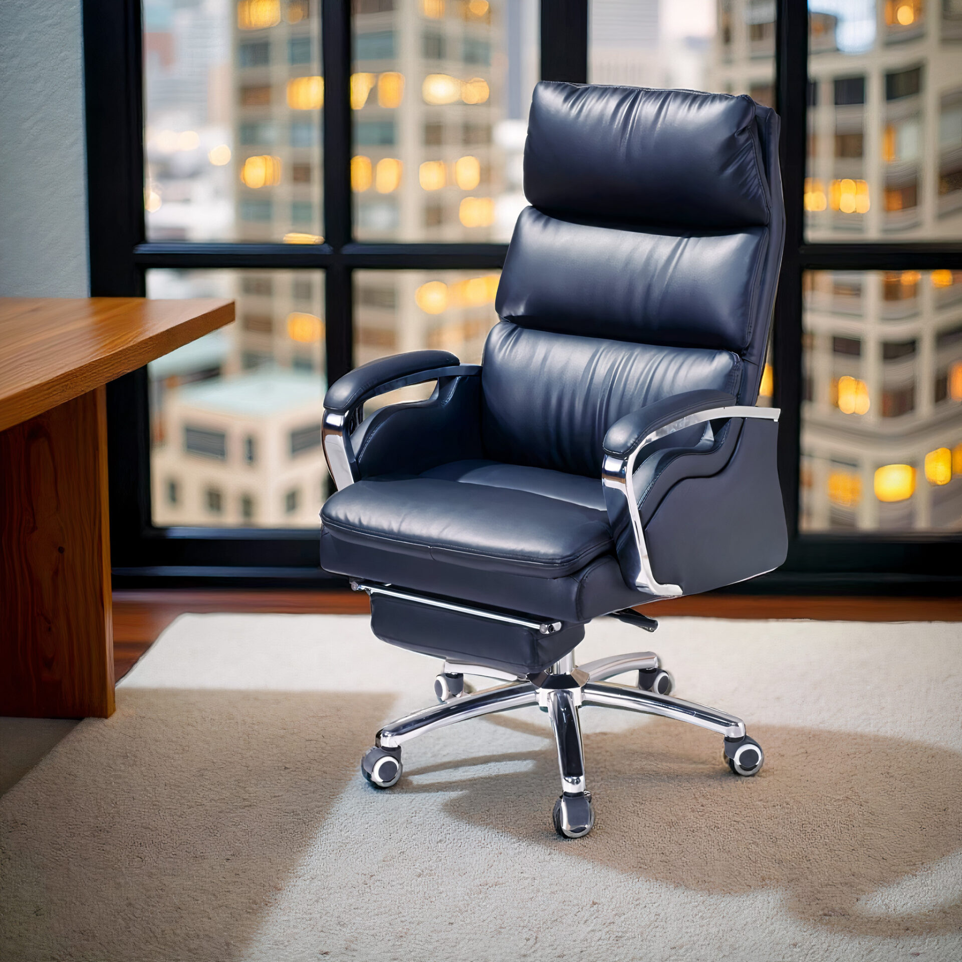 Deluxe Ergonomic Office Chair - Breathable Leather, Adjustable Seat Height & Whisper-Quiet Mobility Casters - Image 11
